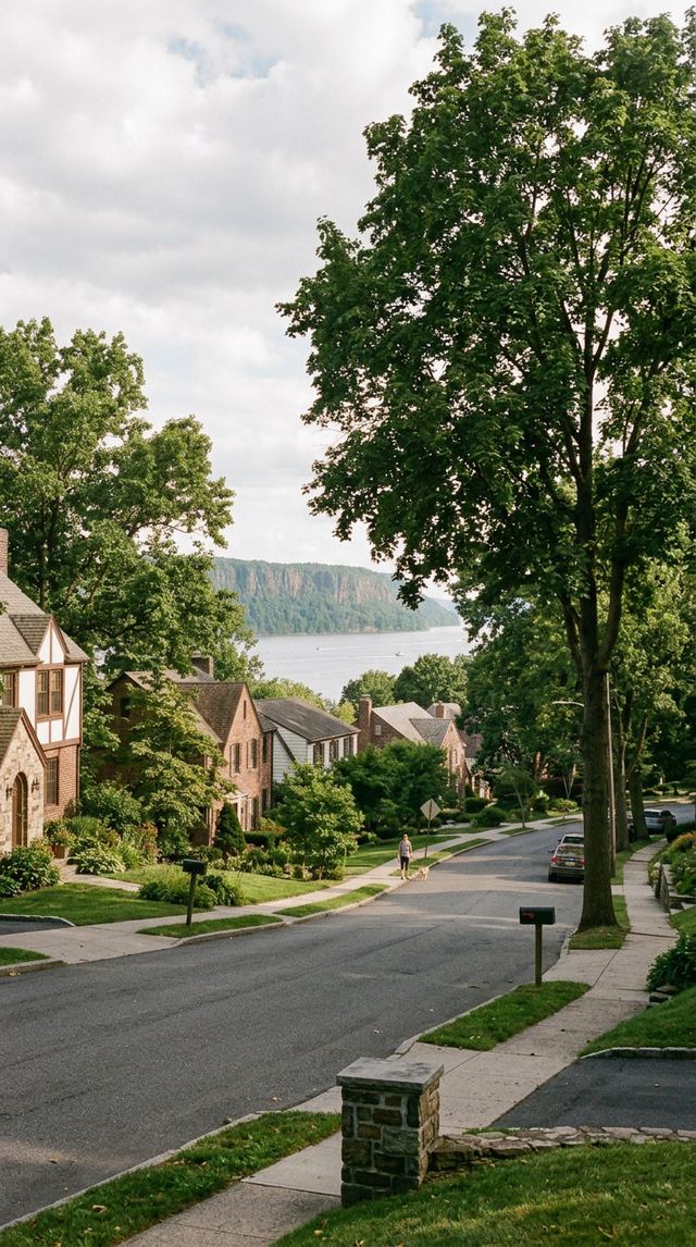 Riverdale Bronx quiet residential street with detached houses.